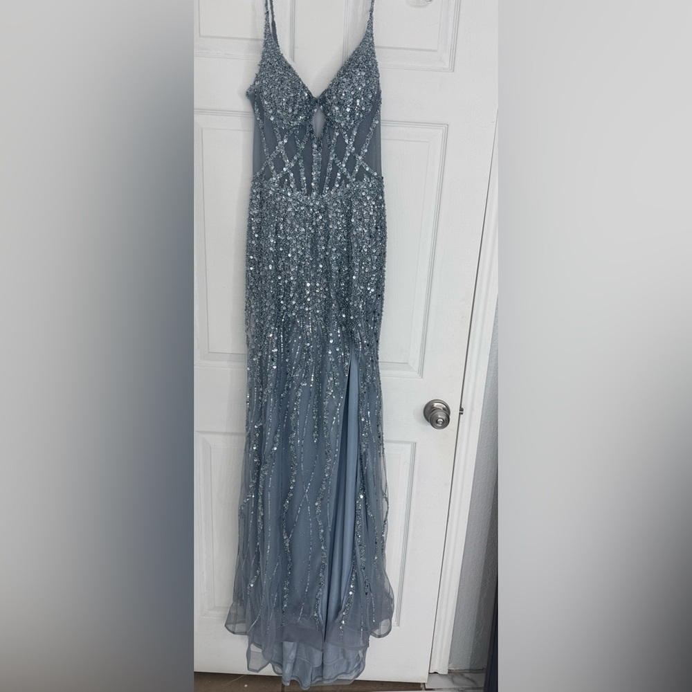 Cinderella Sparkling Blue Prom Dress